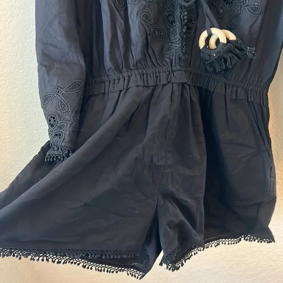 RAMY BROOK DIA 100%COTTON LONG SLEEVE ROMPER black - Picture 9 of 13